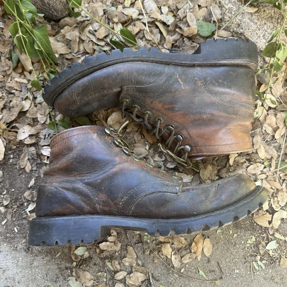 Vintage 40s 50s Work Boot Brown Leather Sz US Men 10 Herman Shoes and Boots